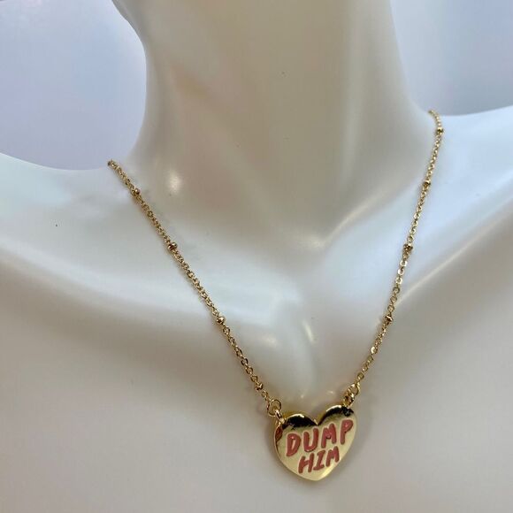 “Dump Him” necklace on delicate gold tone chain. - Picture 3 of 7